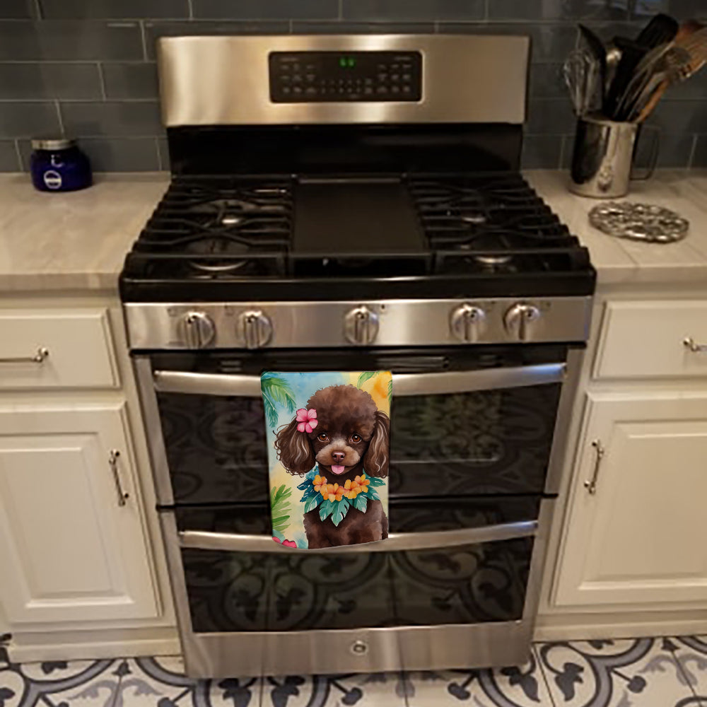 Chocolate Poodle Luau Kitchen Towel