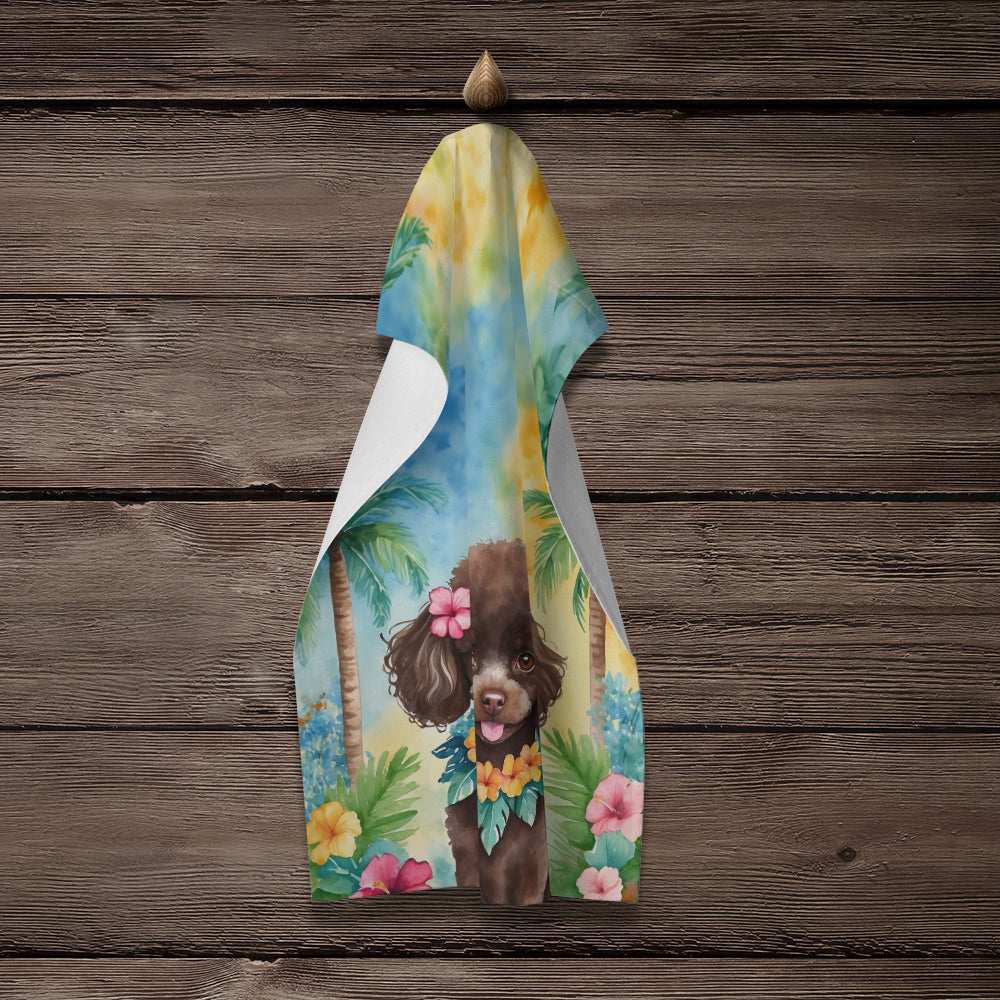 Chocolate Poodle Luau Kitchen Towel