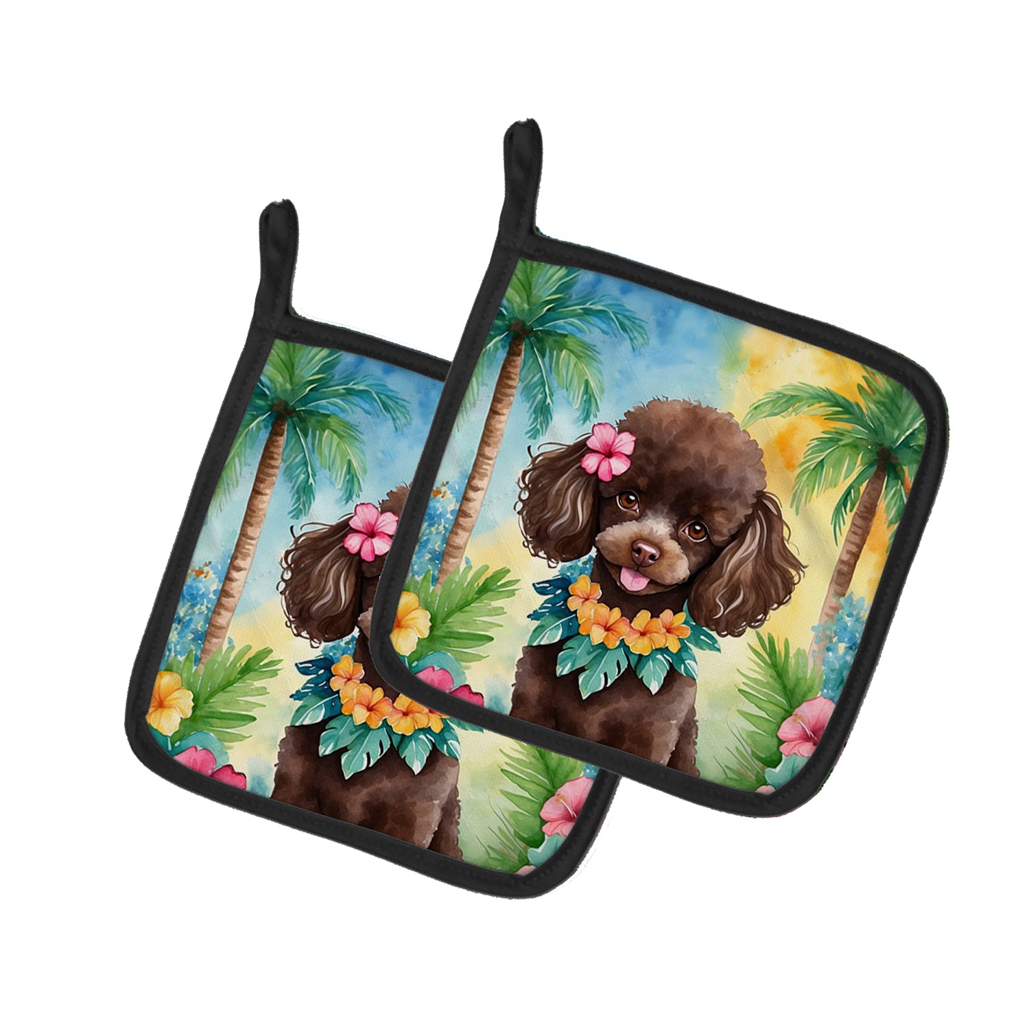 Buy this Chocolate Poodle Luau Pair of Pot Holders