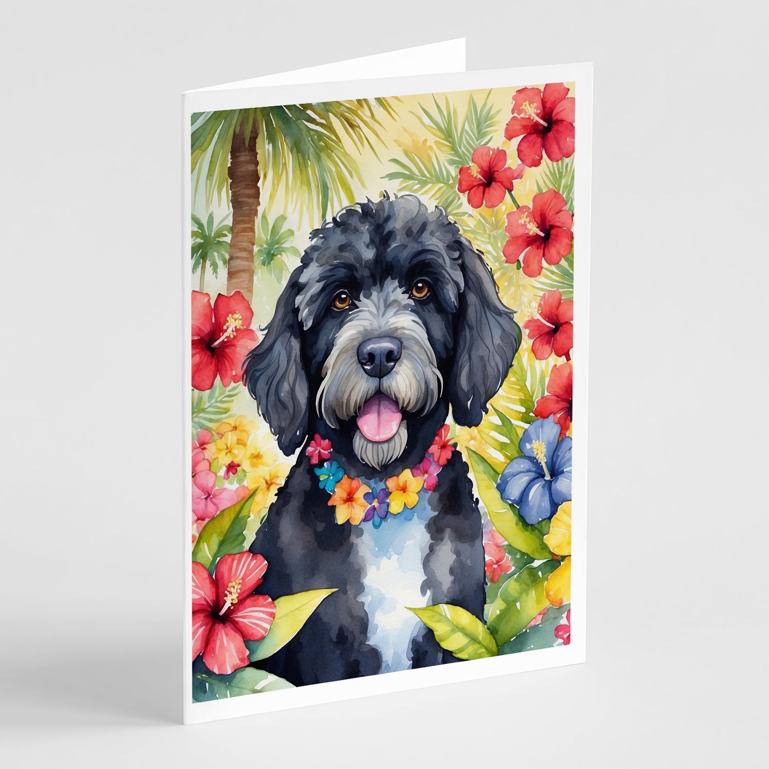 Buy this Portuguese Water Dog Luau Greeting Cards Pack of 8