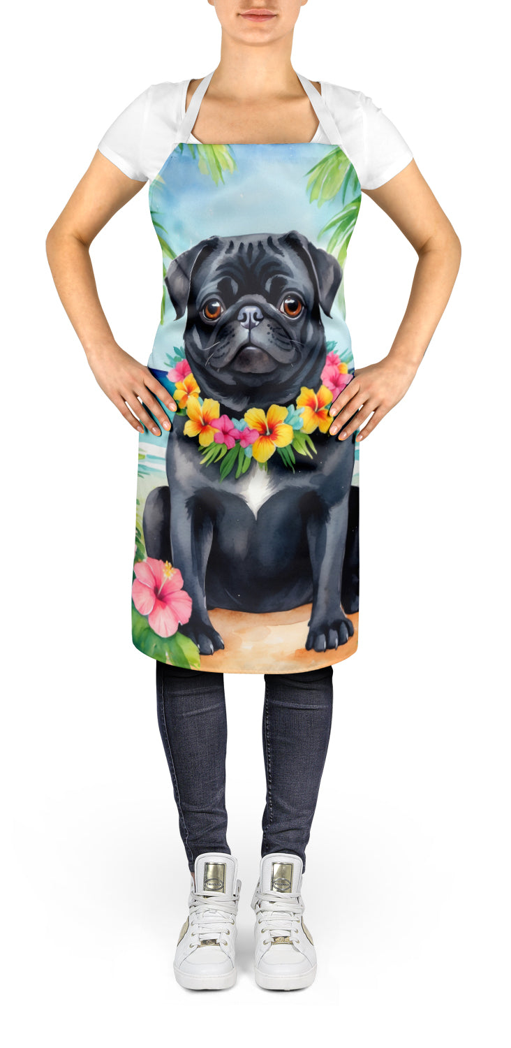 Black Pug Luau Apron