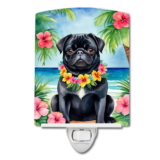 Buy this Black Pug Luau Ceramic Night Light