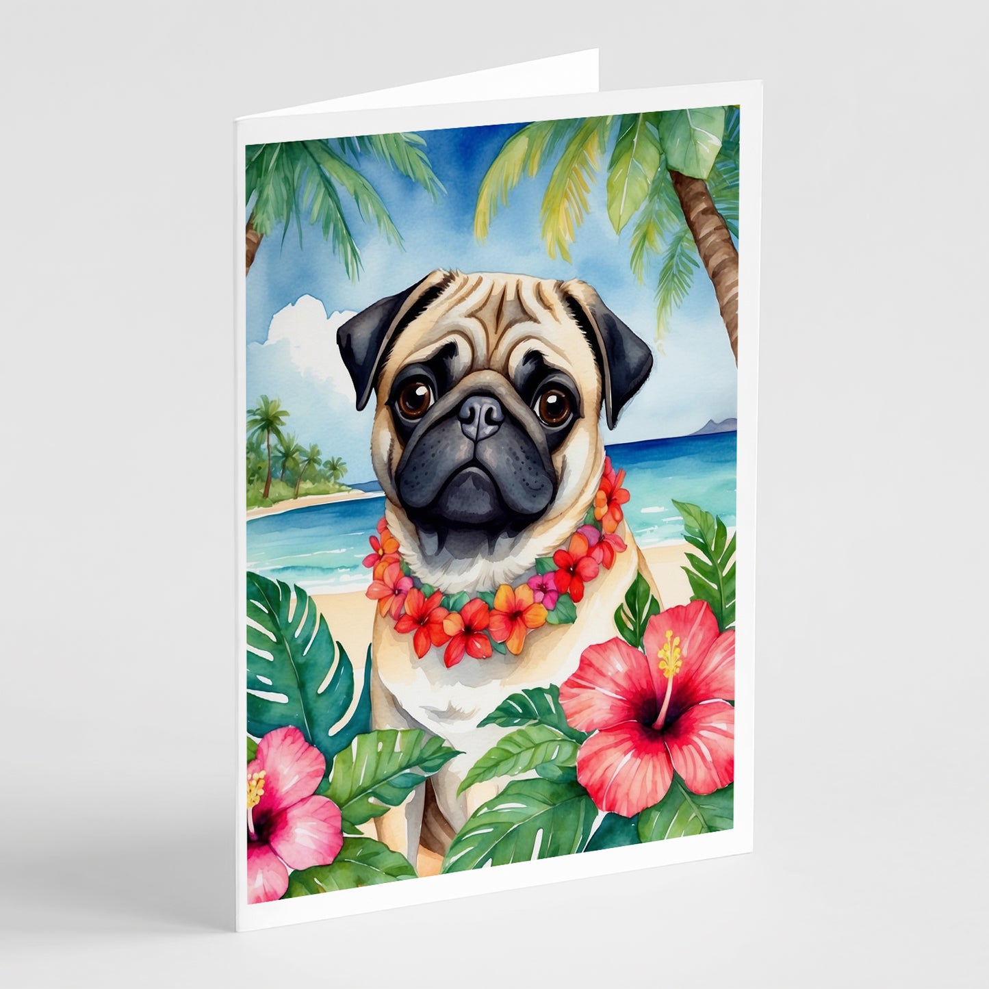 Buy this Pug Luau Greeting Cards Pack of 8