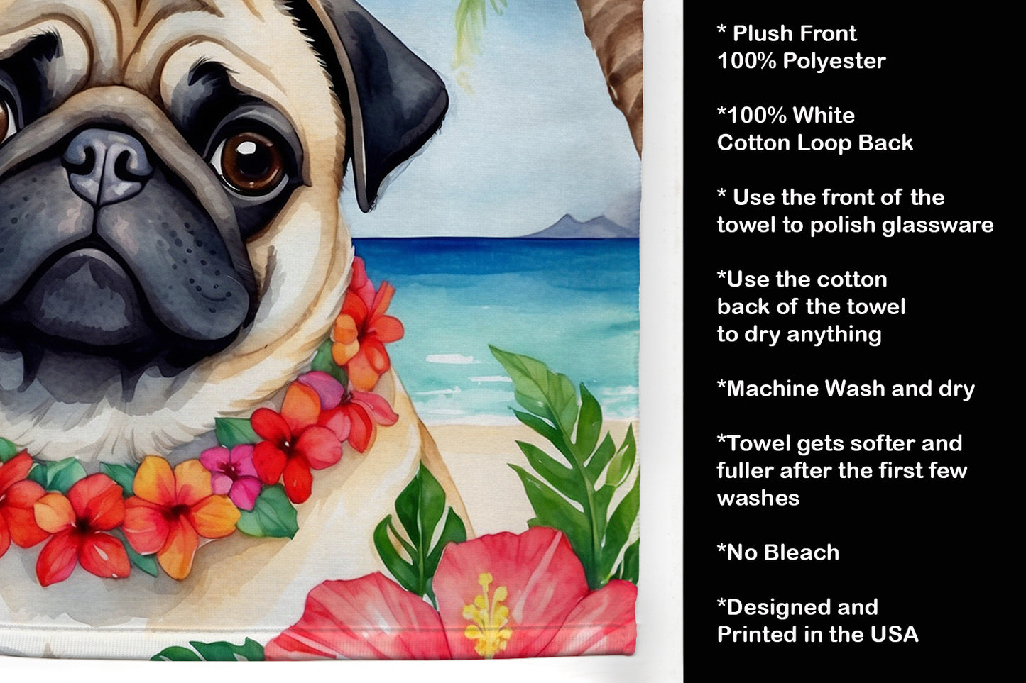 Pug Luau Kitchen Towel