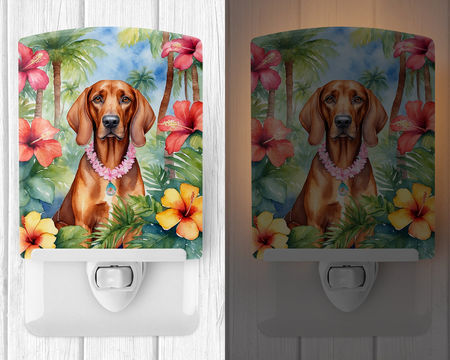 Redbone Coonhound Luau Ceramic Night Light