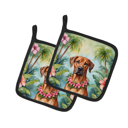 Buy this Rhodesian Ridgeback Luau Pair of Pot Holders