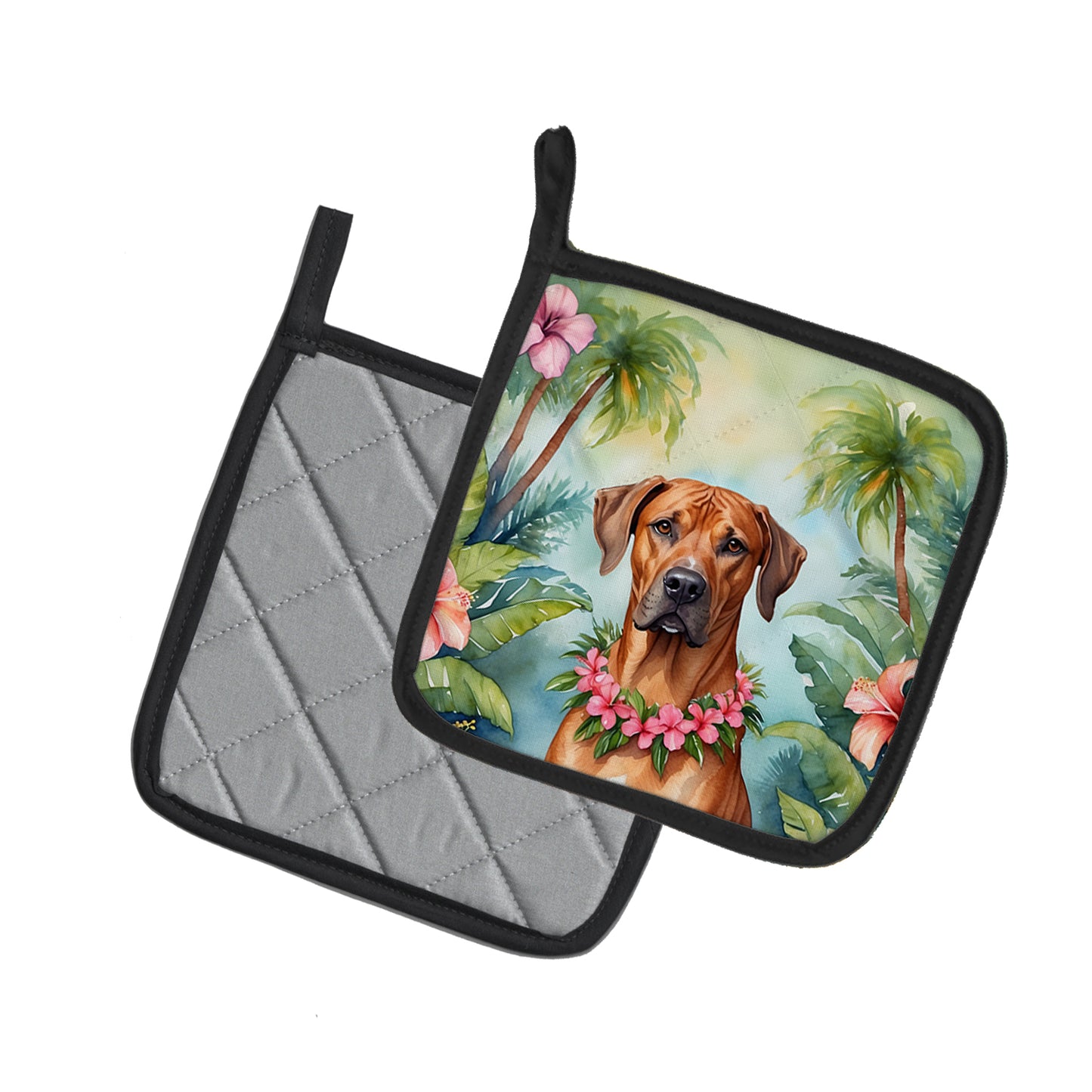 Rhodesian Ridgeback Luau Pair of Pot Holders