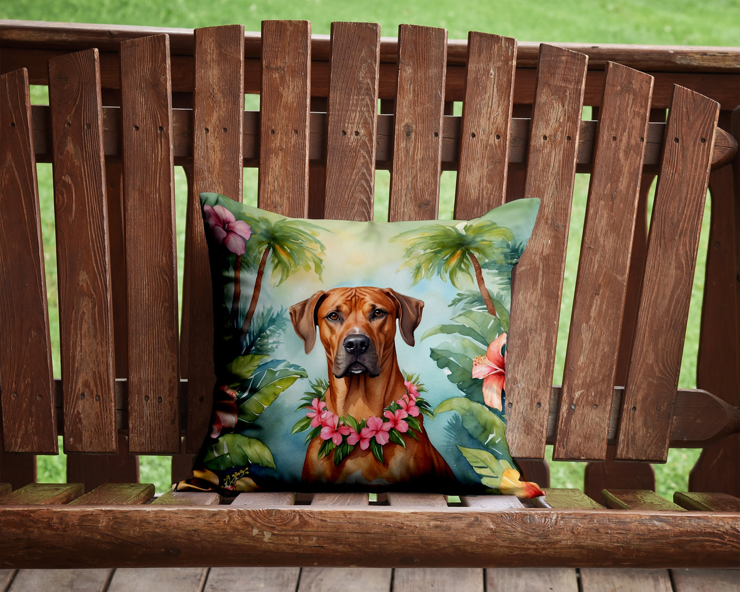 Rhodesian Ridgeback Luau Throw Pillow