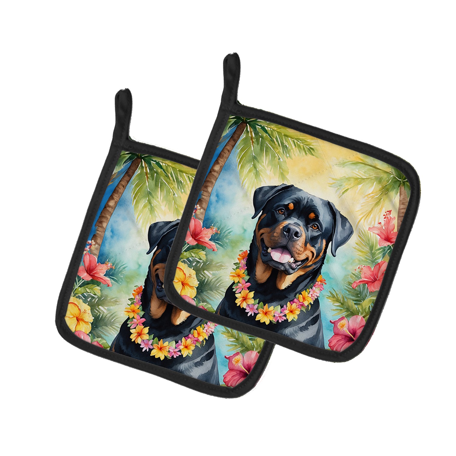 Buy this Rottweiler Luau Pair of Pot Holders