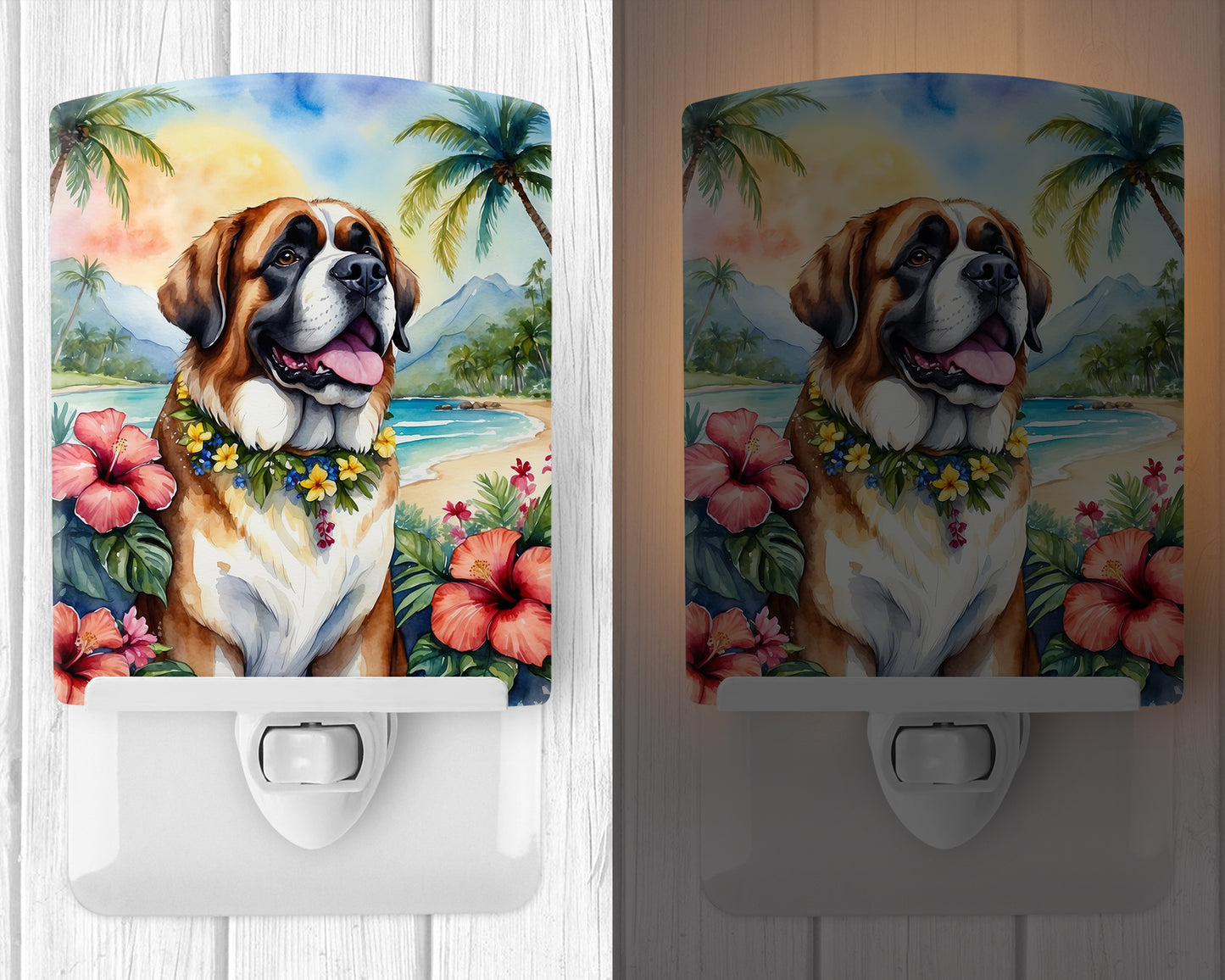 Saint Bernard Luau Ceramic Night Light