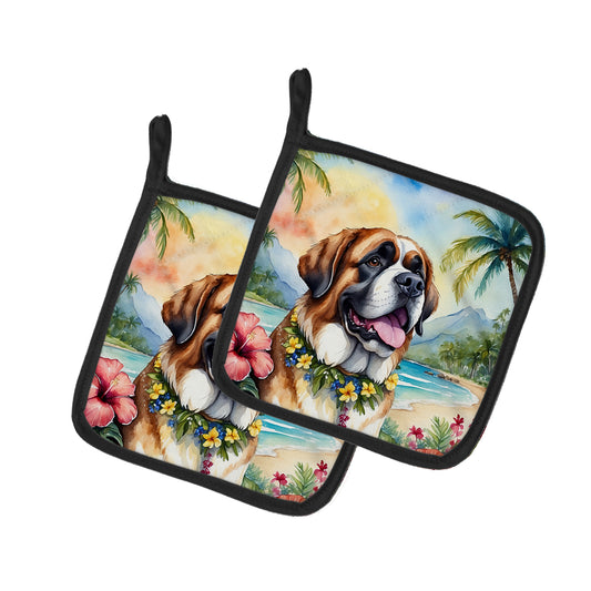 Buy this Saint Bernard Luau Pair of Pot Holders