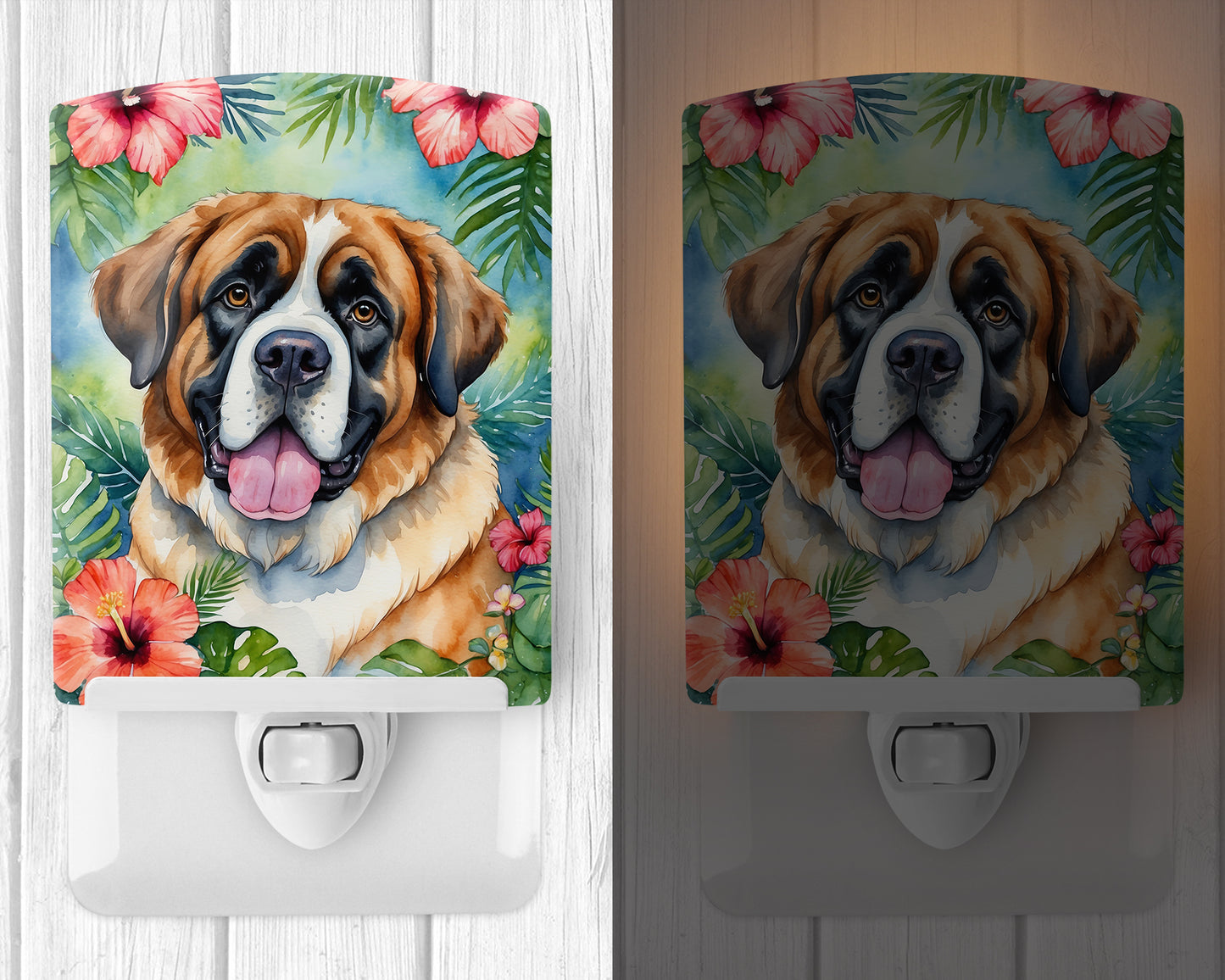 Saint Bernard Luau Ceramic Night Light