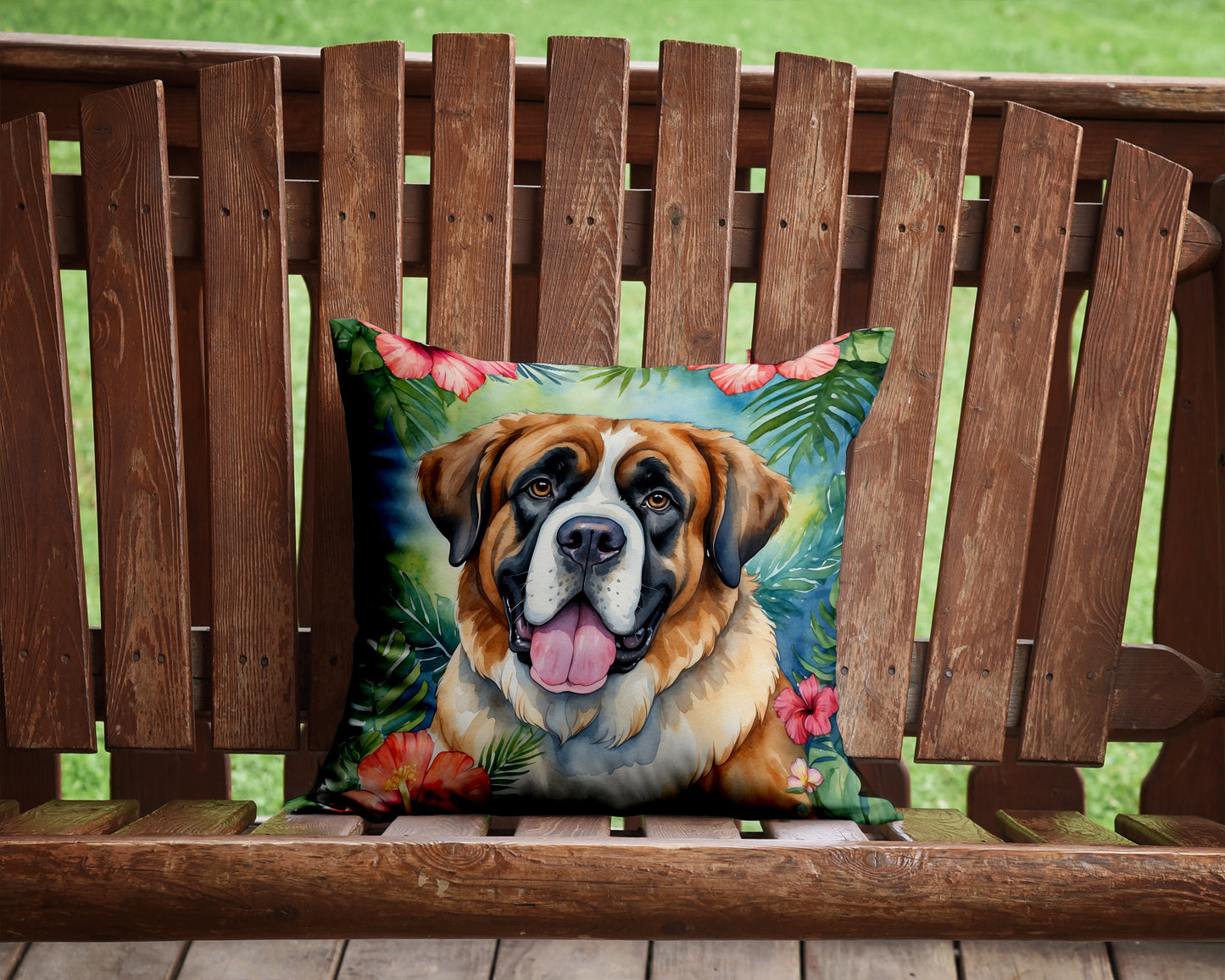 Saint Bernard Luau Throw Pillow