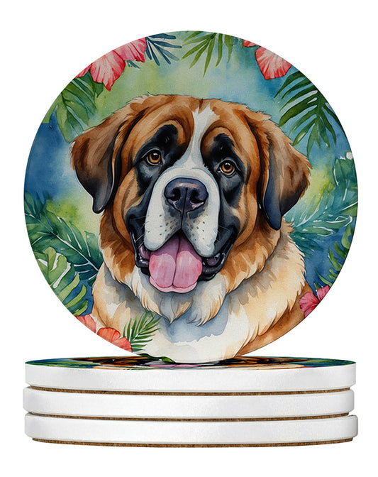 Buy this Saint Bernard Luau Large Sandstone Coasters Pack of 4