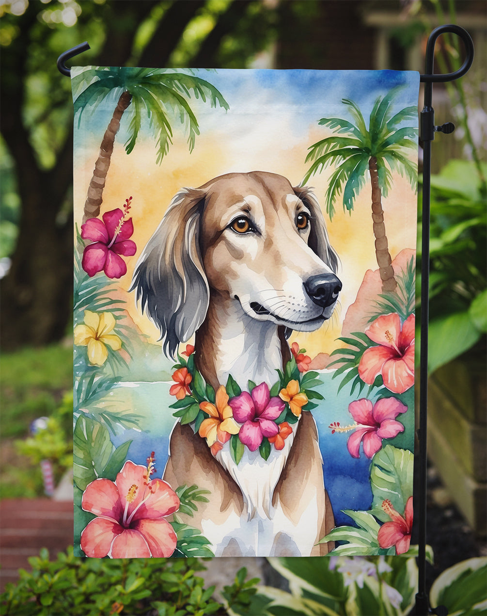 Saluki Luau Garden Flag