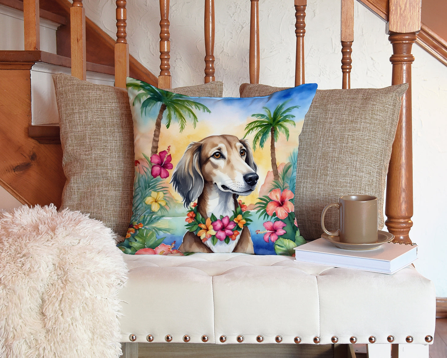 Saluki Luau Throw Pillow