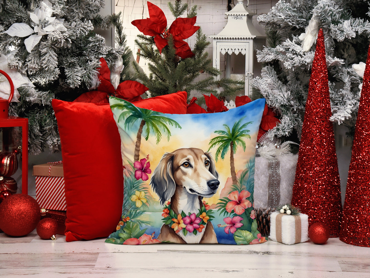 Saluki Luau Throw Pillow