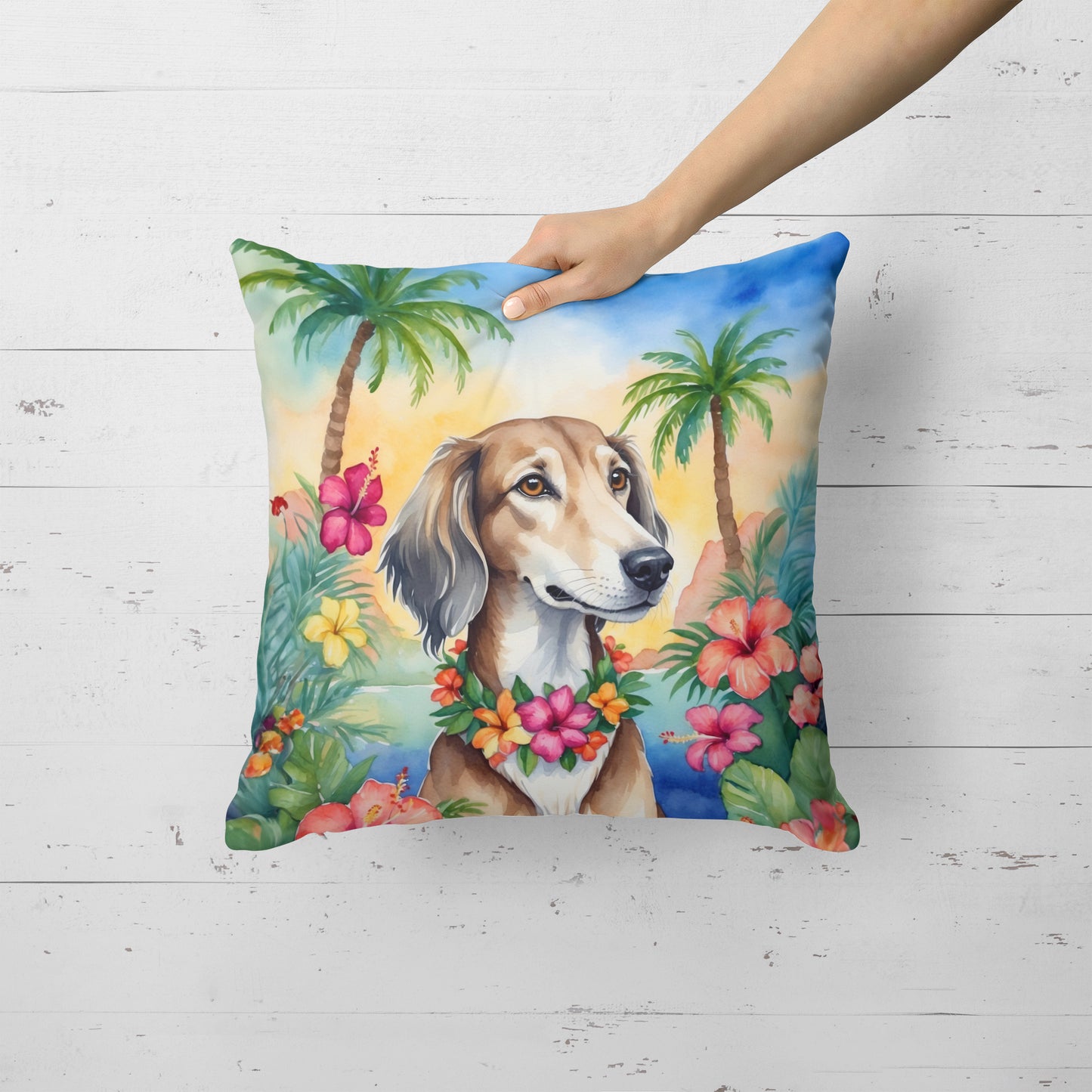 Saluki Luau Throw Pillow