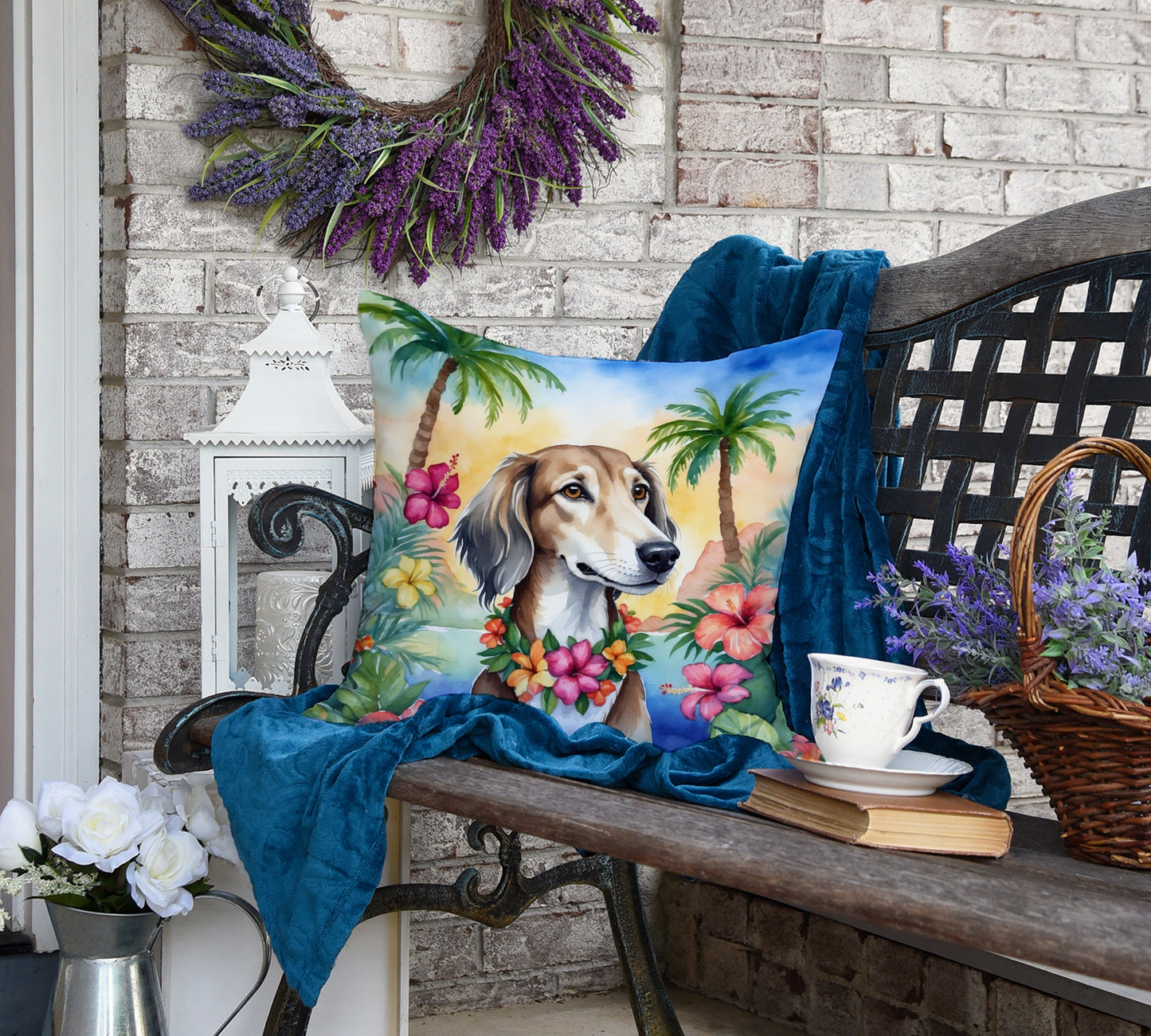 Saluki Luau Throw Pillow