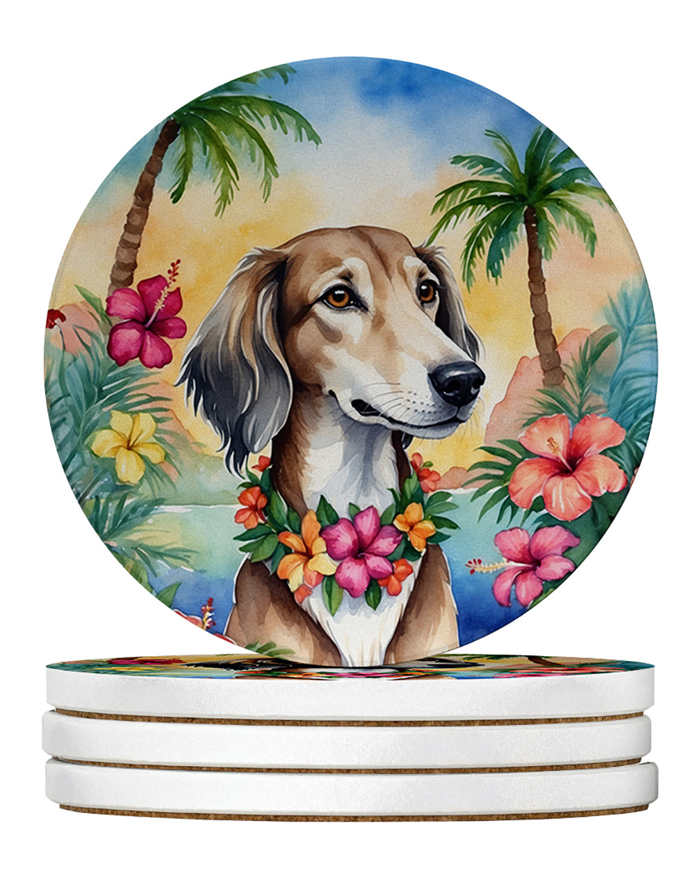 Buy this Saluki Luau Large Sandstone Coasters Pack of 4