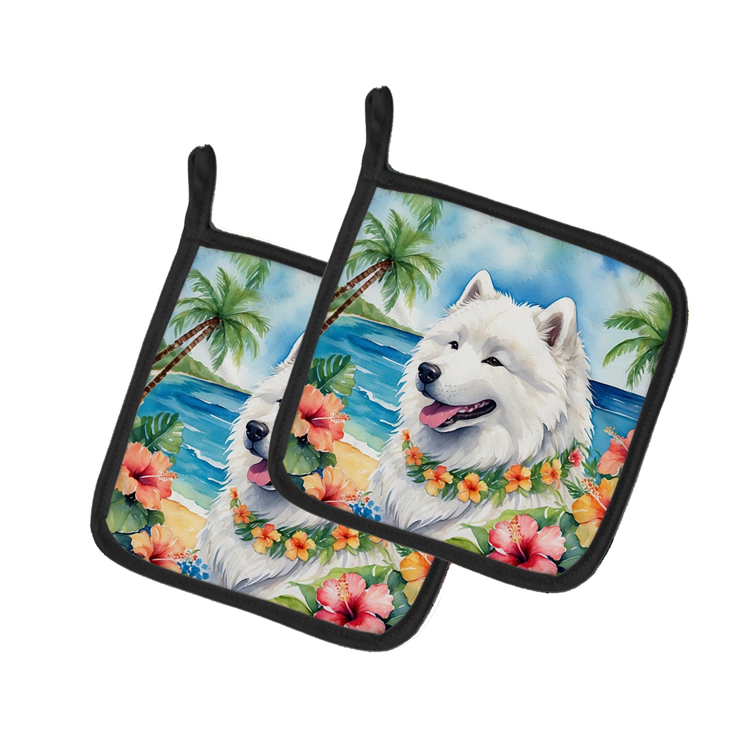 Buy this Samoyed Luau Pair of Pot Holders