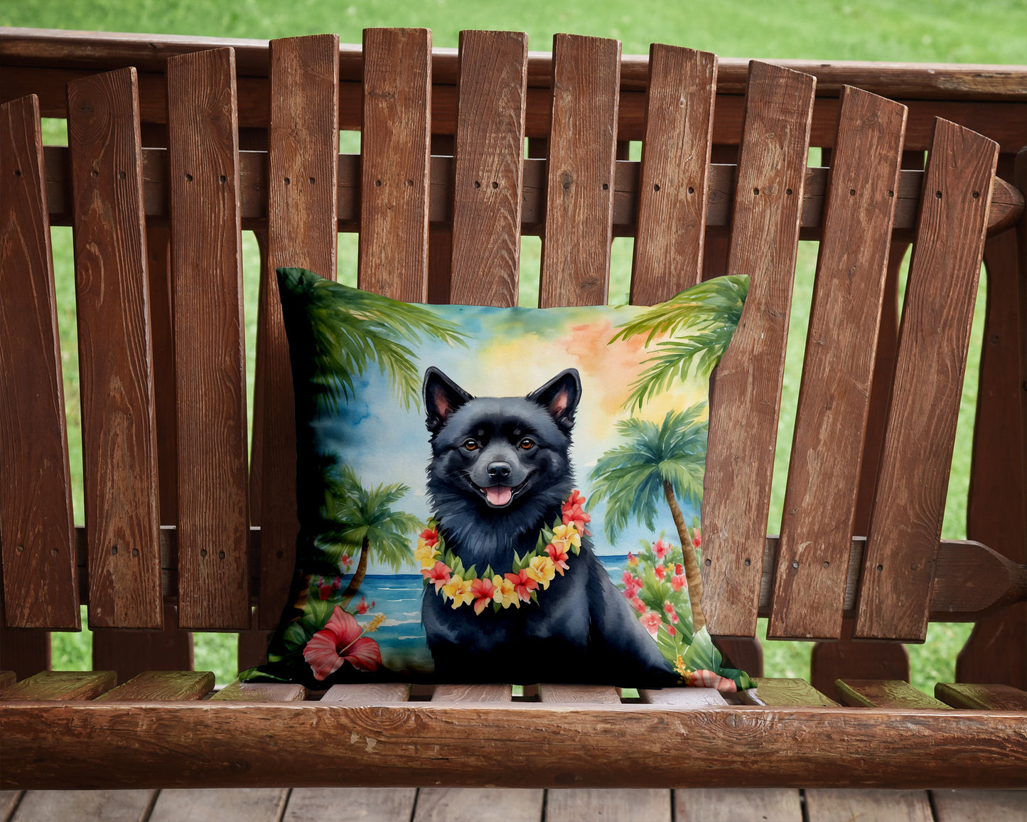 Schipperke Luau Throw Pillow