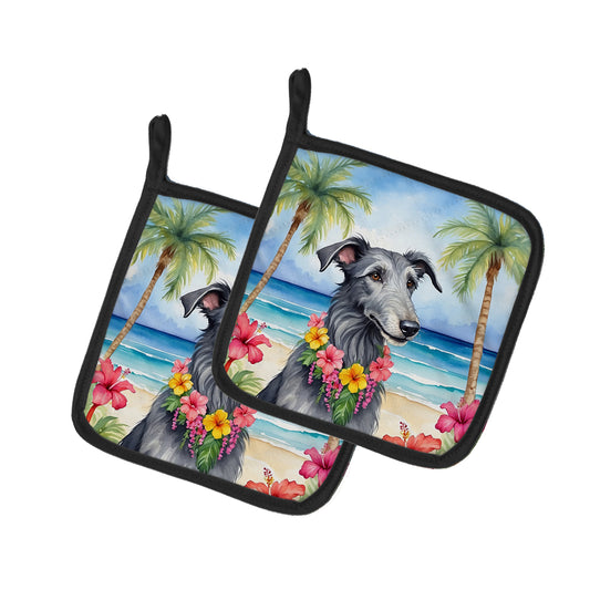 Buy this Scottish Deerhound Luau Pair of Pot Holders