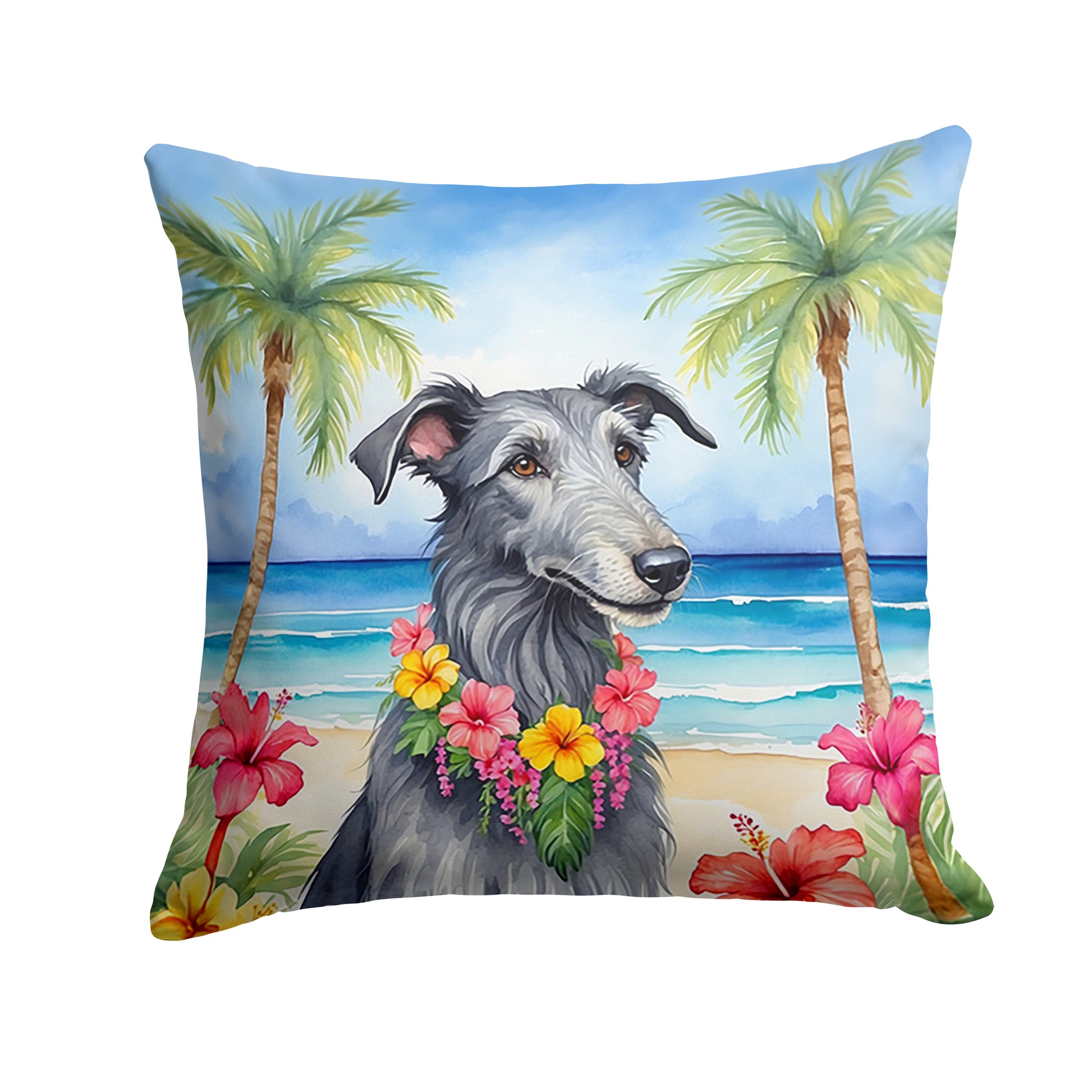 Buy this Scottish Deerhound Luau Throw Pillow