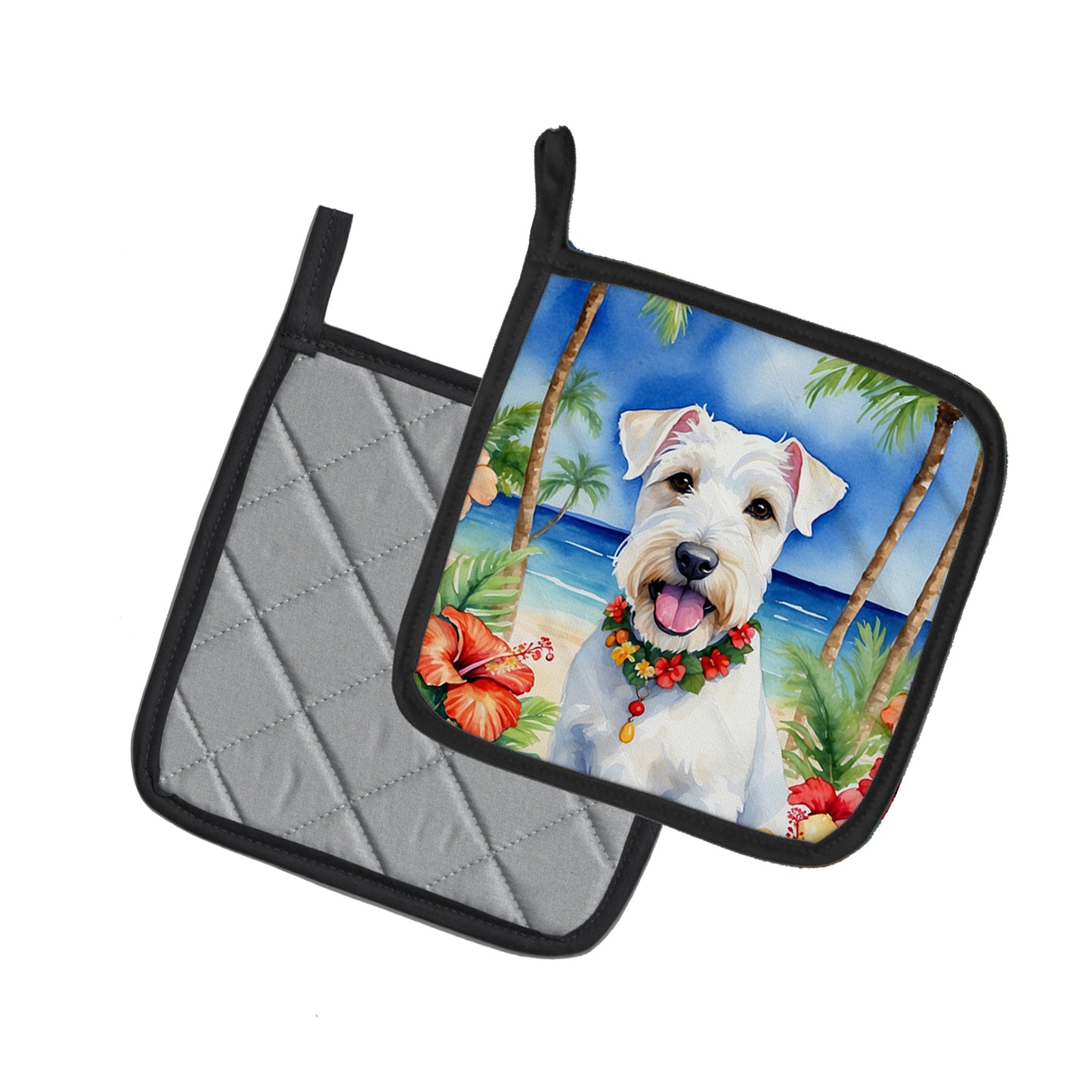 Sealyham Terrier Luau Pair of Pot Holders