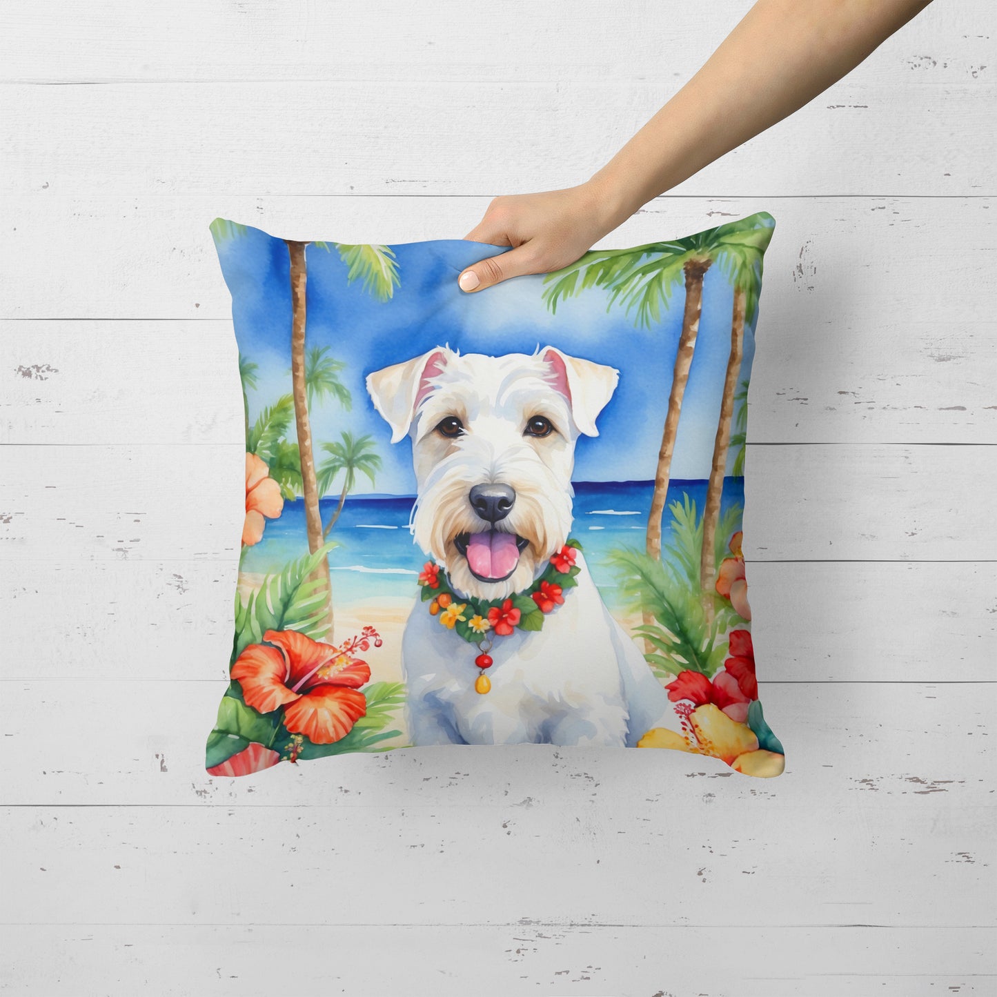 Sealyham Terrier Luau Throw Pillow