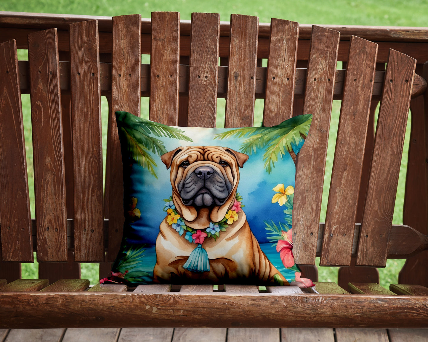 Shar Pei Luau Throw Pillow