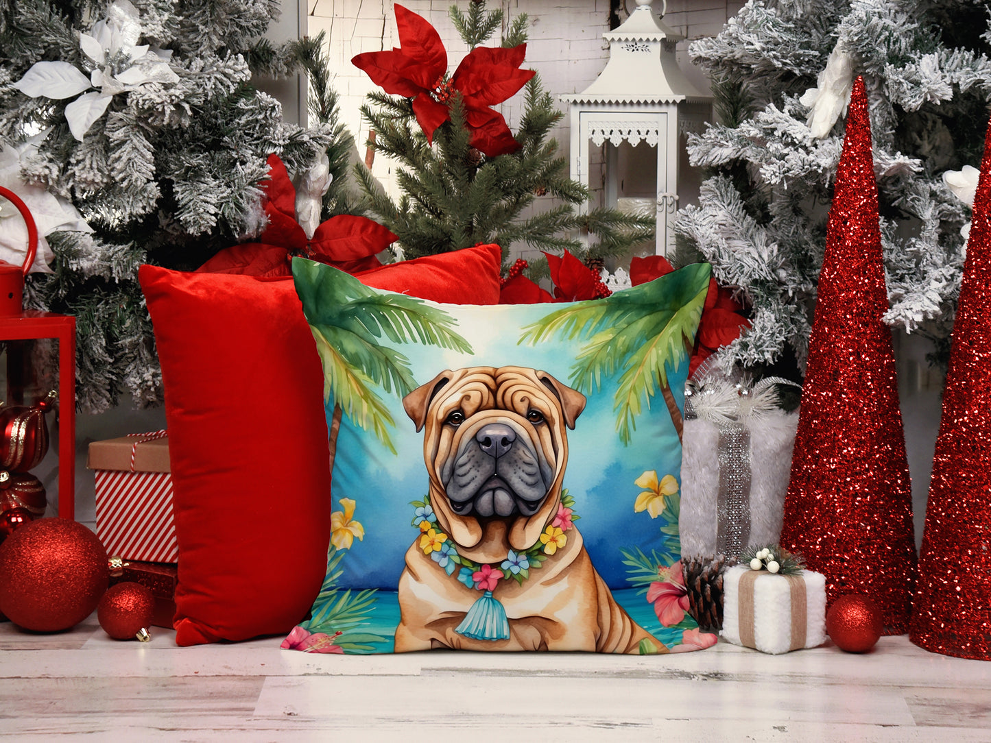 Shar Pei Luau Throw Pillow