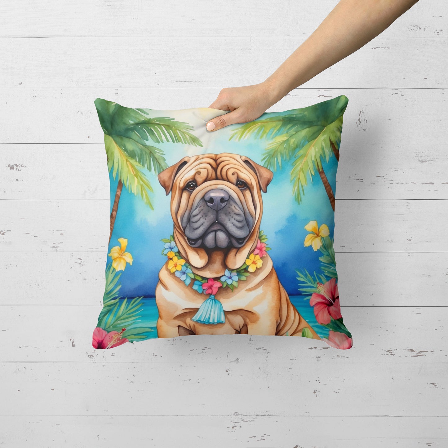 Shar Pei Luau Throw Pillow