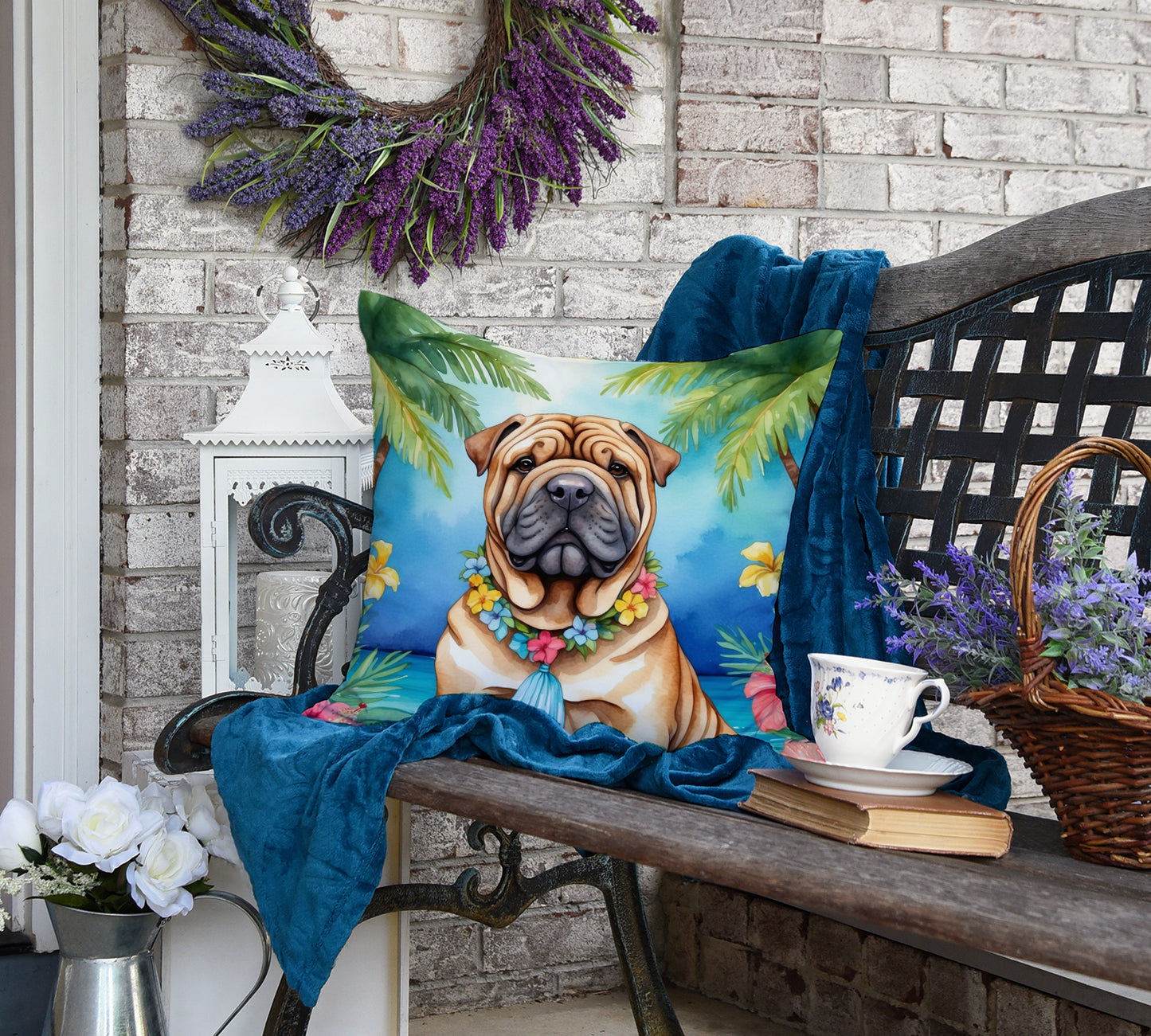 Shar Pei Luau Throw Pillow