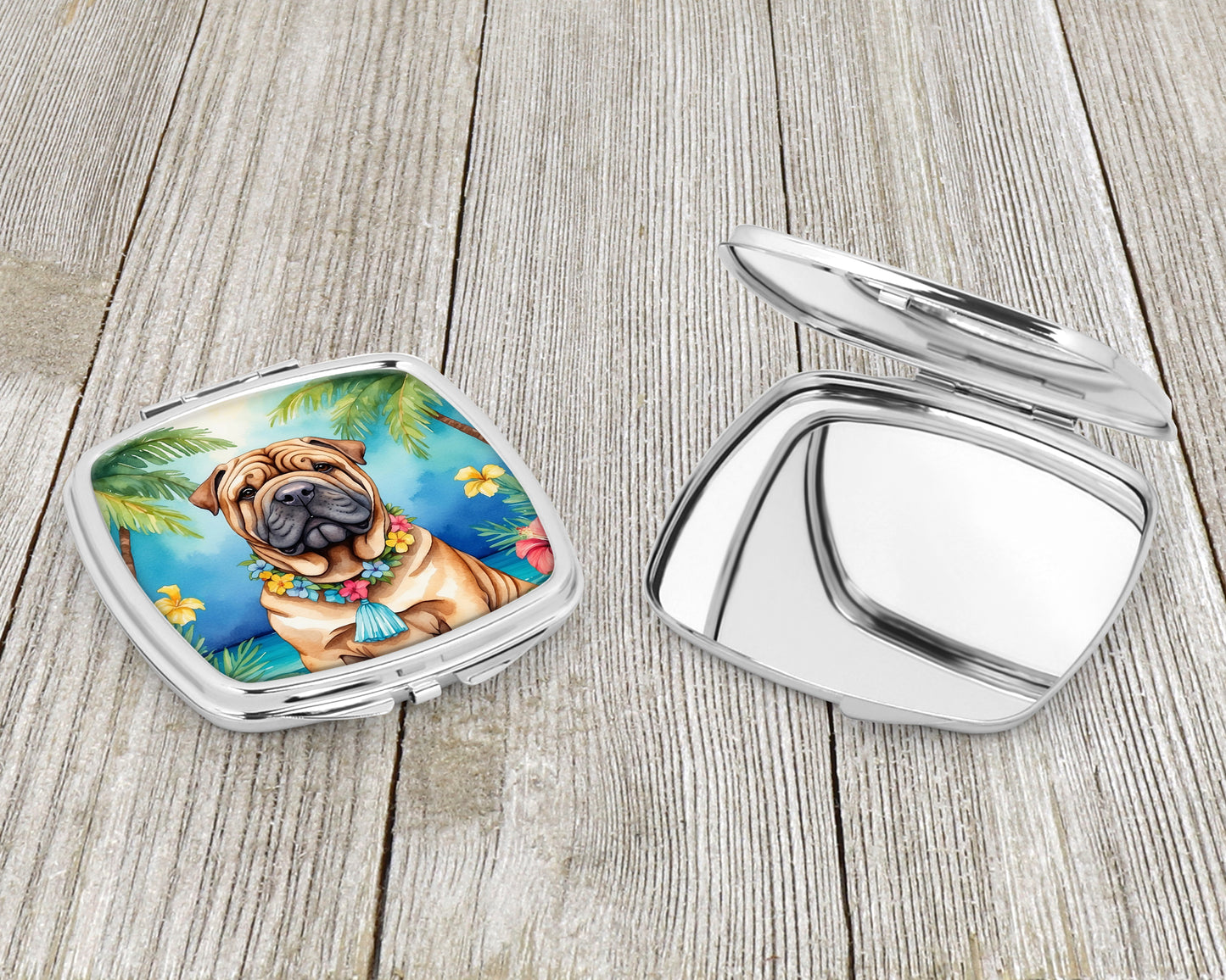 Shar Pei Luau Compact Mirror