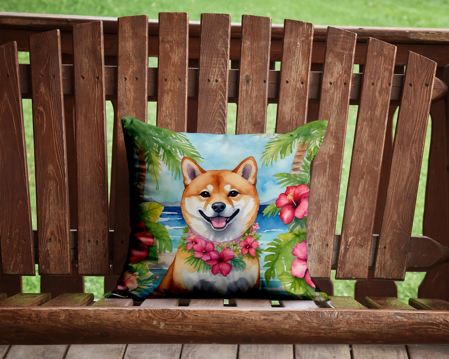 Shiba Inu Luau Throw Pillow