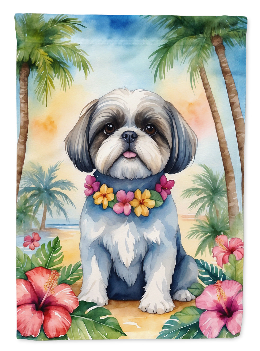 Buy this Shih Tzu Luau House Flag