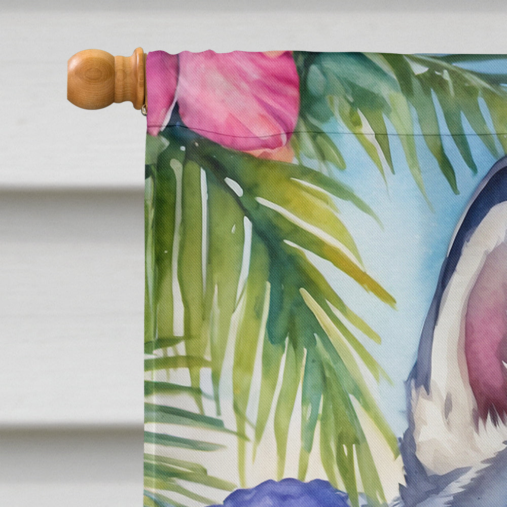 Siberian Husky Luau House Flag