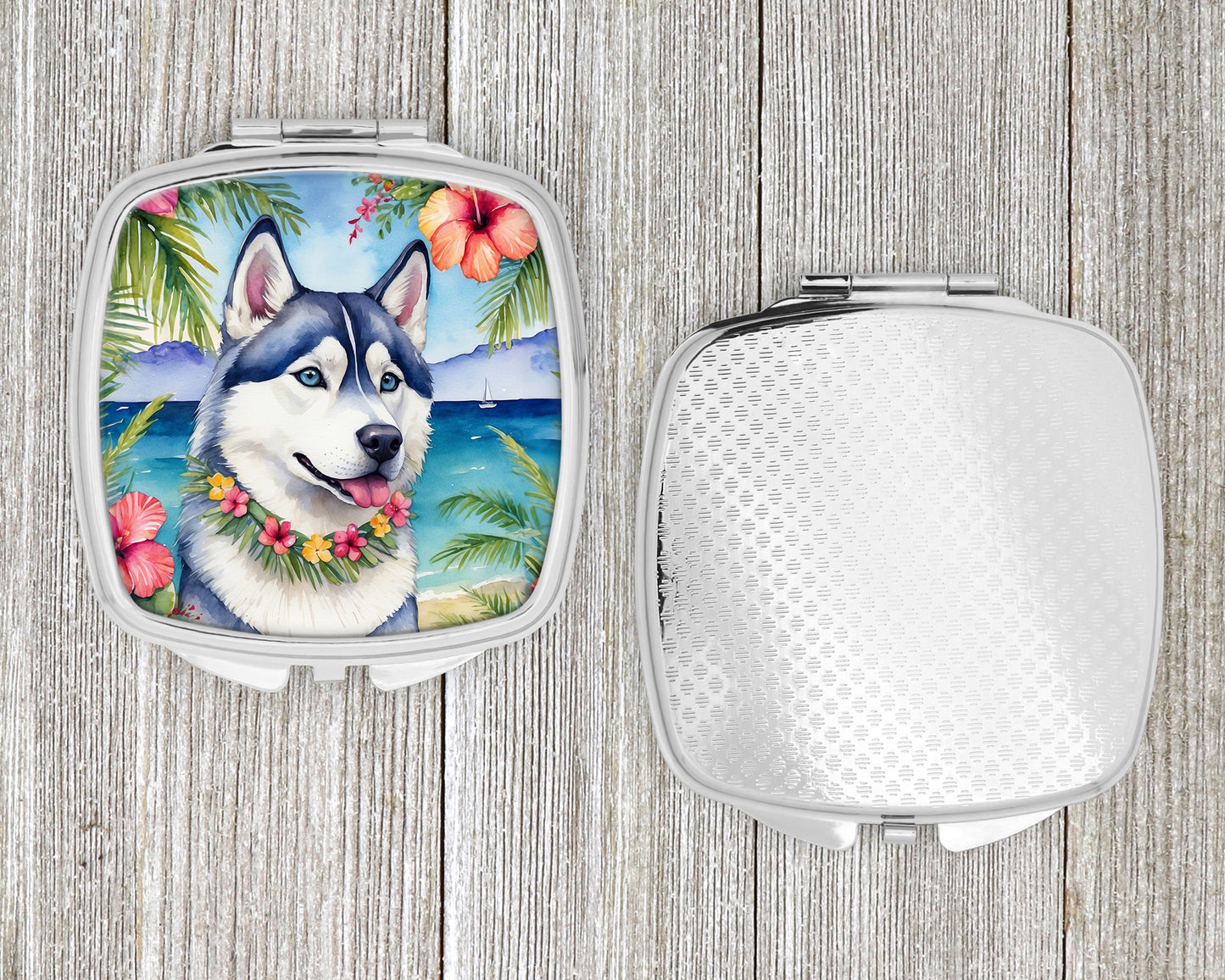 Siberian Husky Luau Compact Mirror