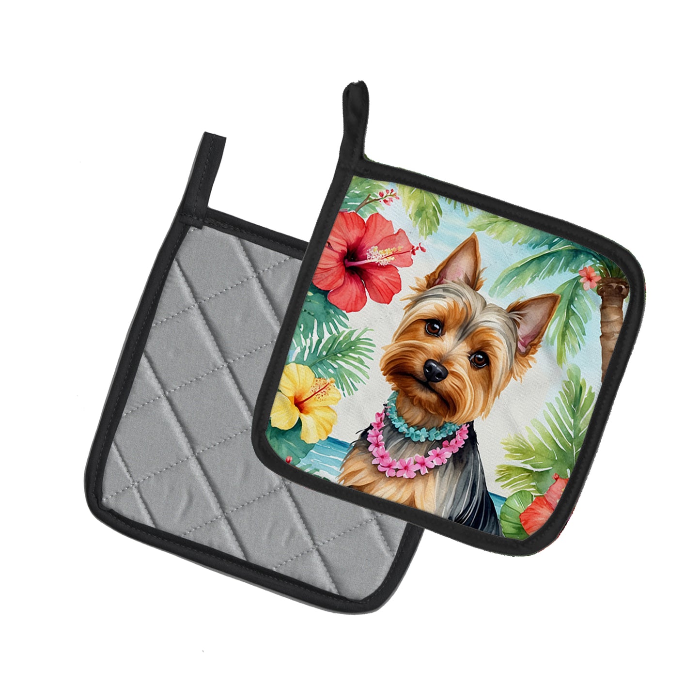 Silky Terrier Luau Pair of Pot Holders