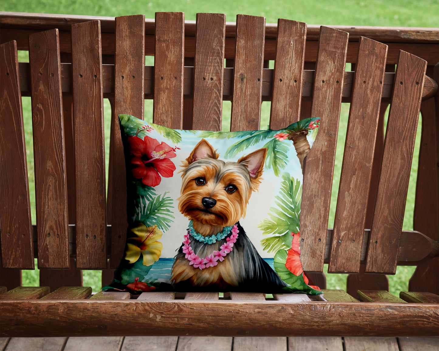 Silky Terrier Luau Throw Pillow