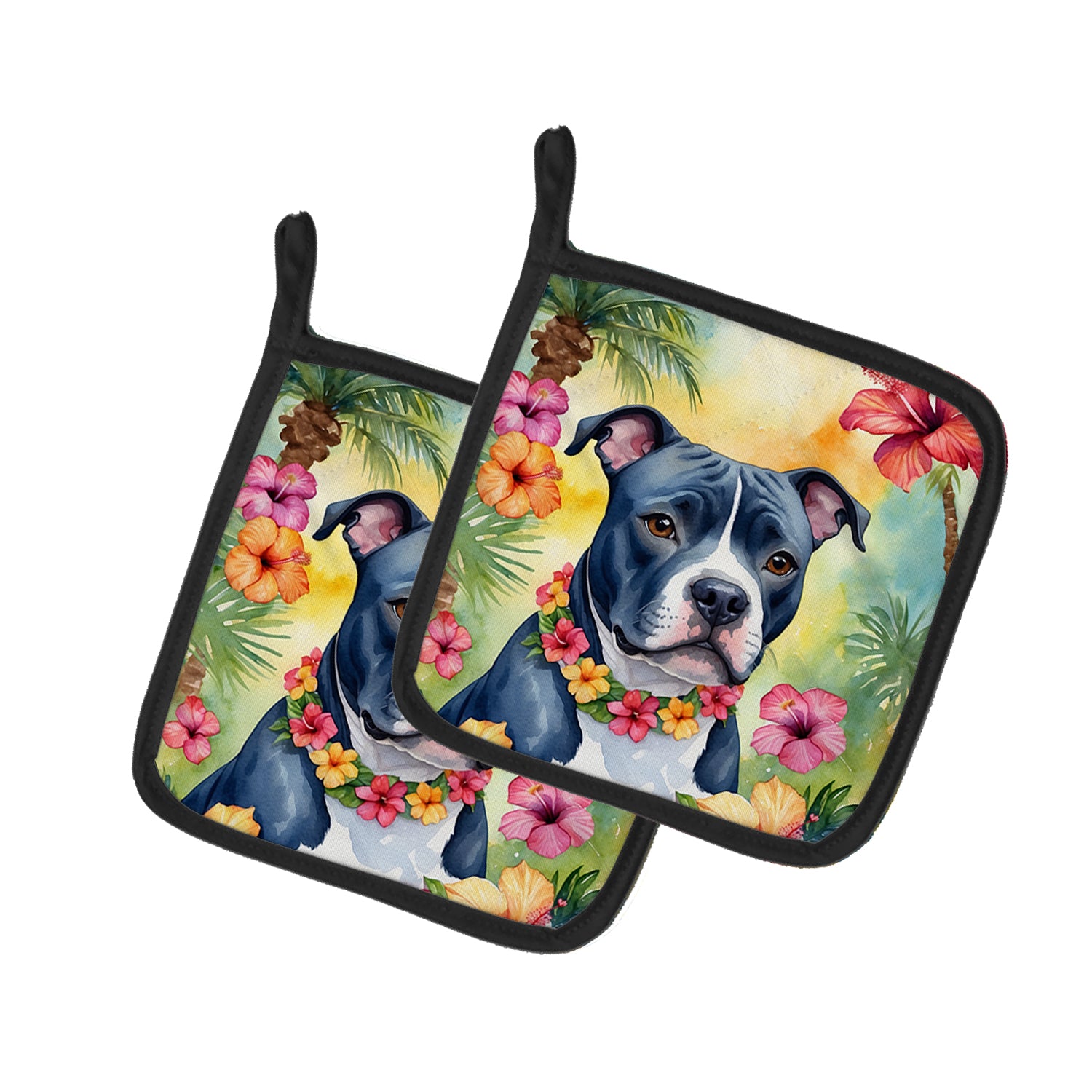 Buy this Staffordshire Bull Terrier Luau Pair of Pot Holders