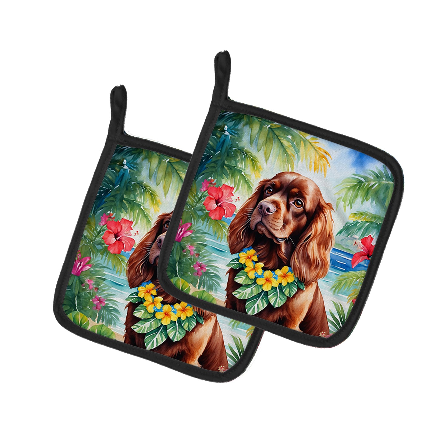 Buy this Sussex Spaniel Luau Pair of Pot Holders