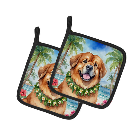 Buy this Tibetan Mastiff Luau Pair of Pot Holders