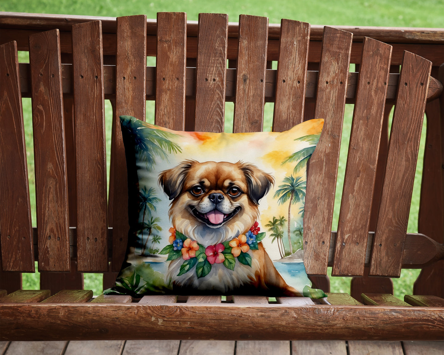 Tibetan Spaniel Luau Throw Pillow