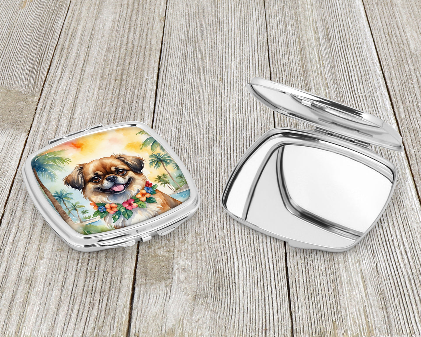 Tibetan Spaniel Luau Compact Mirror