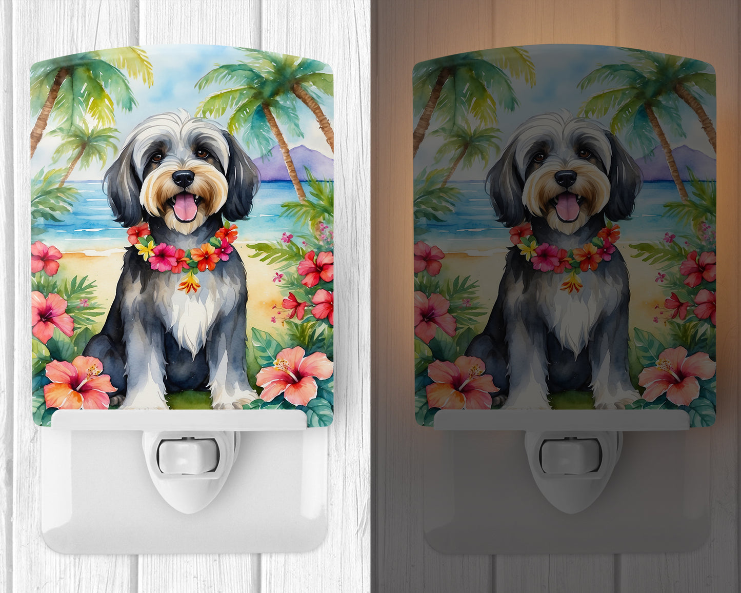 Tibetan Terrier Luau Ceramic Night Light