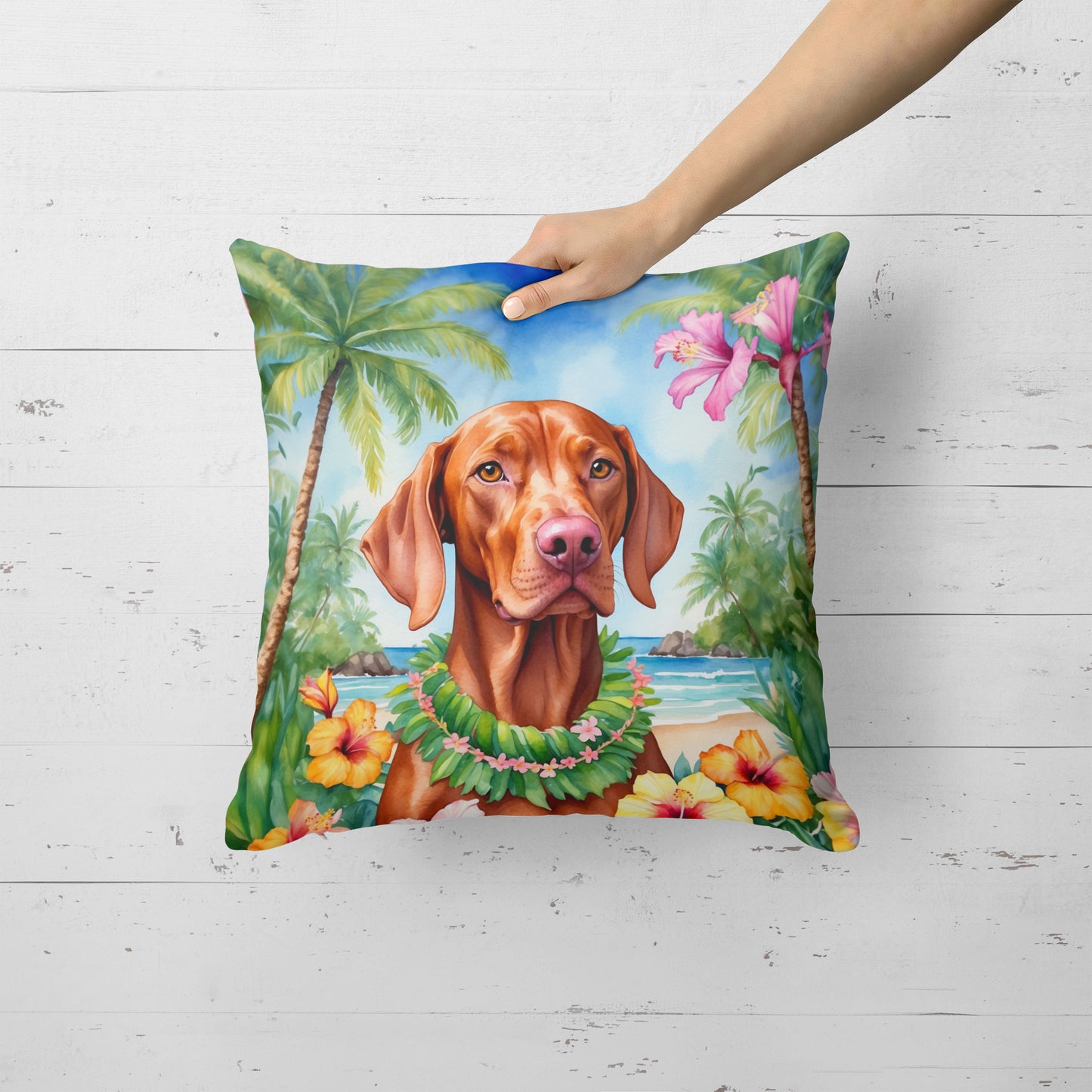 Vizsla Luau Throw Pillow