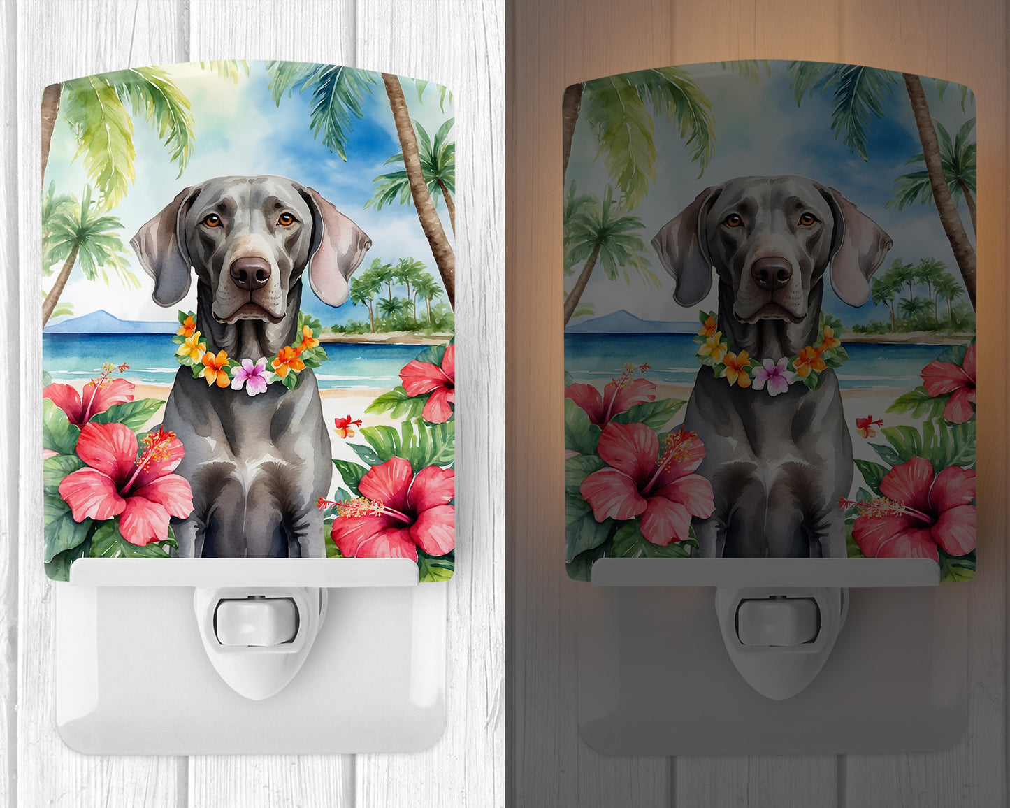 Weimaraner Luau Ceramic Night Light