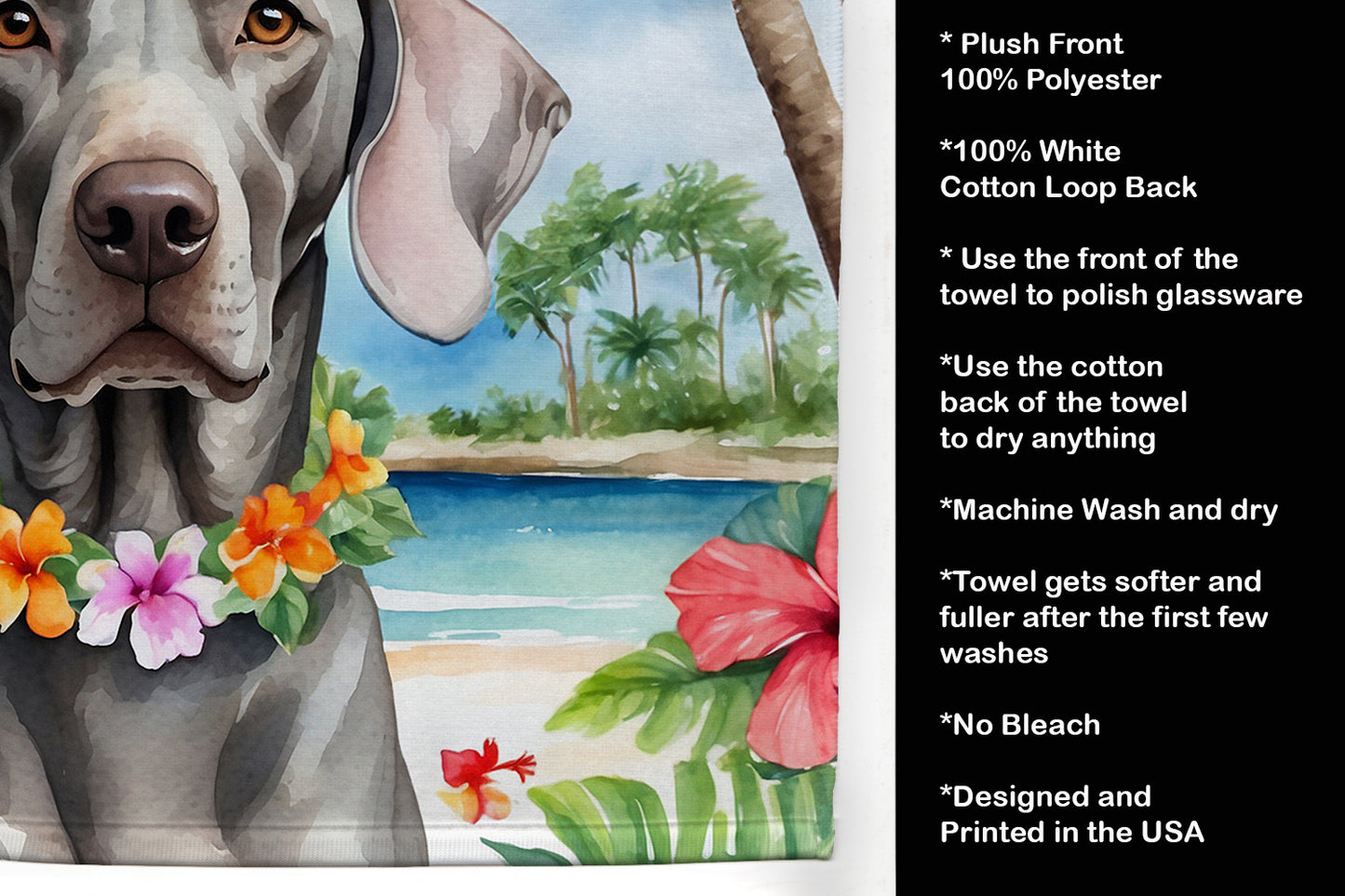Weimaraner Luau Kitchen Towel